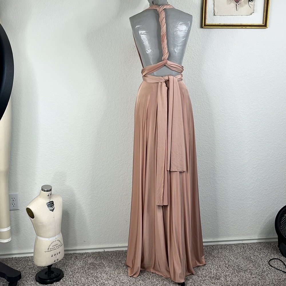Twobirds Two Birds Rosewood Convertible Slinky Ballgown Floor Length Tie Wrap